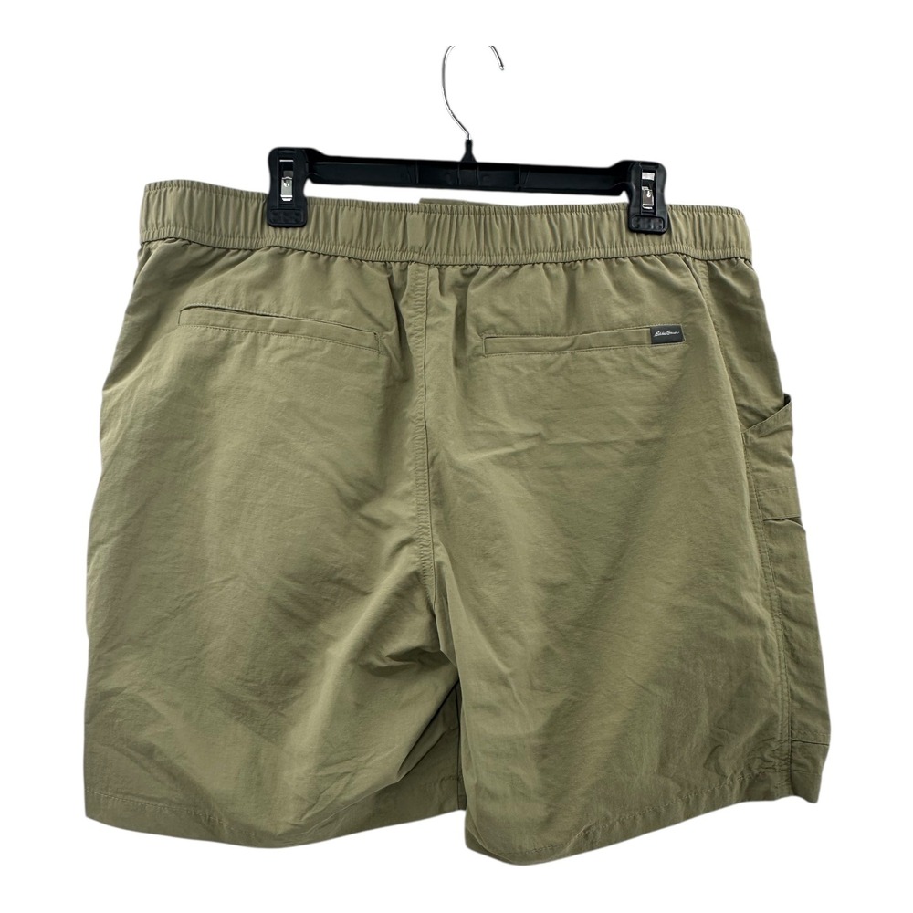 Eddie Bauer Mens Khaki Nylon Cargo Shorts Belted Flat Front Size L G - Picture 2 of 16